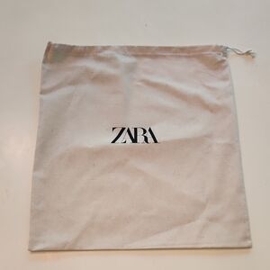 Zara Cotton Drawstring Dust Bag Beige Logo Storage Pouch Reusable